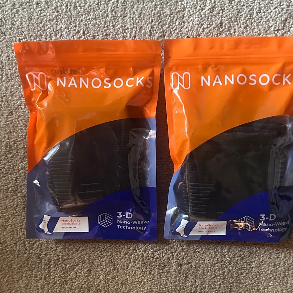 Nano Black No-Show Socks Pack - Orange & Blue Packaging